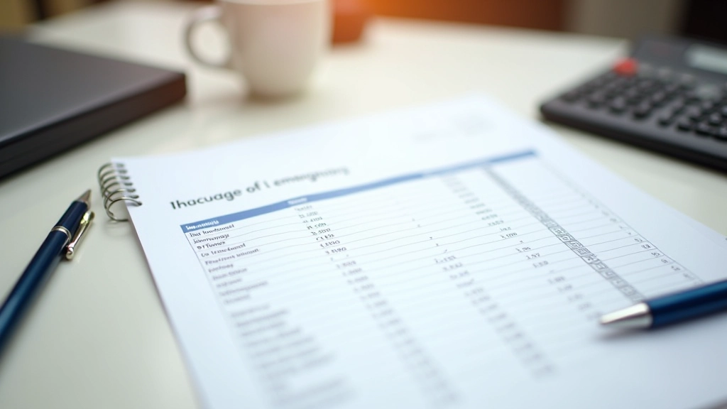 Feuille de calcul avec données financières et stylo sur un bureau