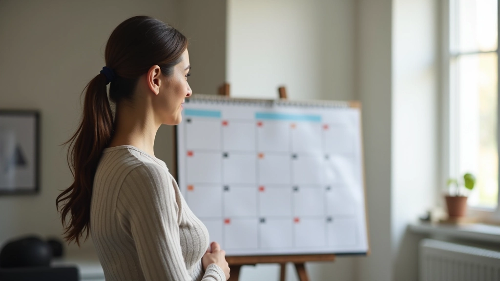 Personne consultant son agenda avec des notes financières et un calendrier