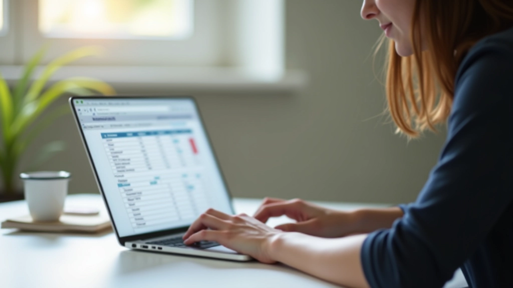 Personne utilisant un tableur sur ordinateur portable avec graphiques visibles